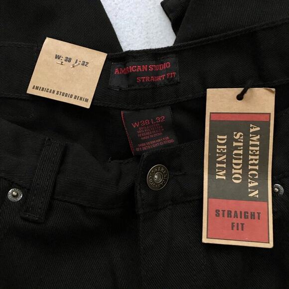 American Studio NWT Black Wash Straight Fit Jeans Men Various - Picture 7 of 8